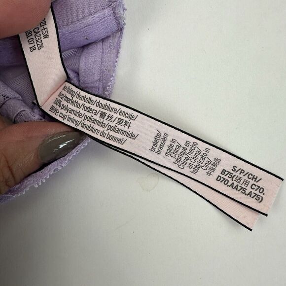 Victorias Secret Bra Purple Push-Up Bralette Lace Racerback Longline Size S - Picture 5 of 7